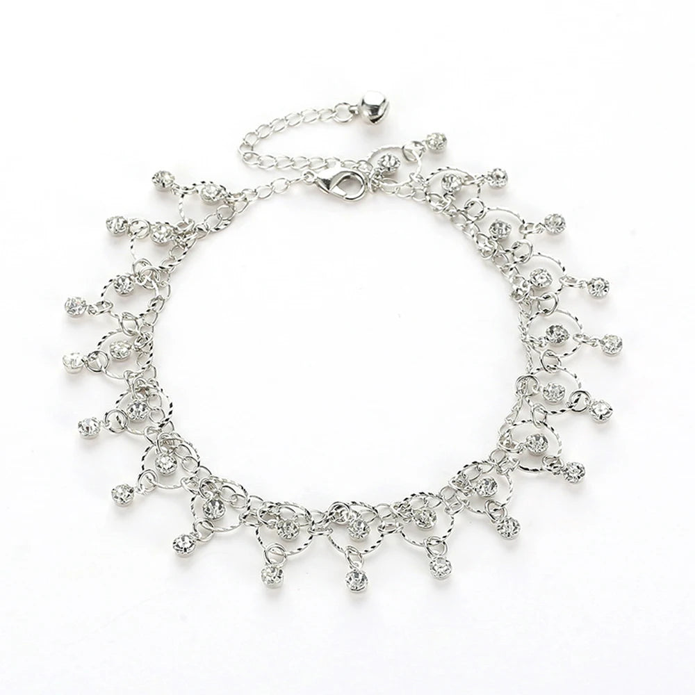 Mode Boho Sommer Strand Party Fußkettchen für Frauen Kristall Glocken Quaste Böhmischen Indischen Bauchtanz Knöchel Armband Sexy Schmuck