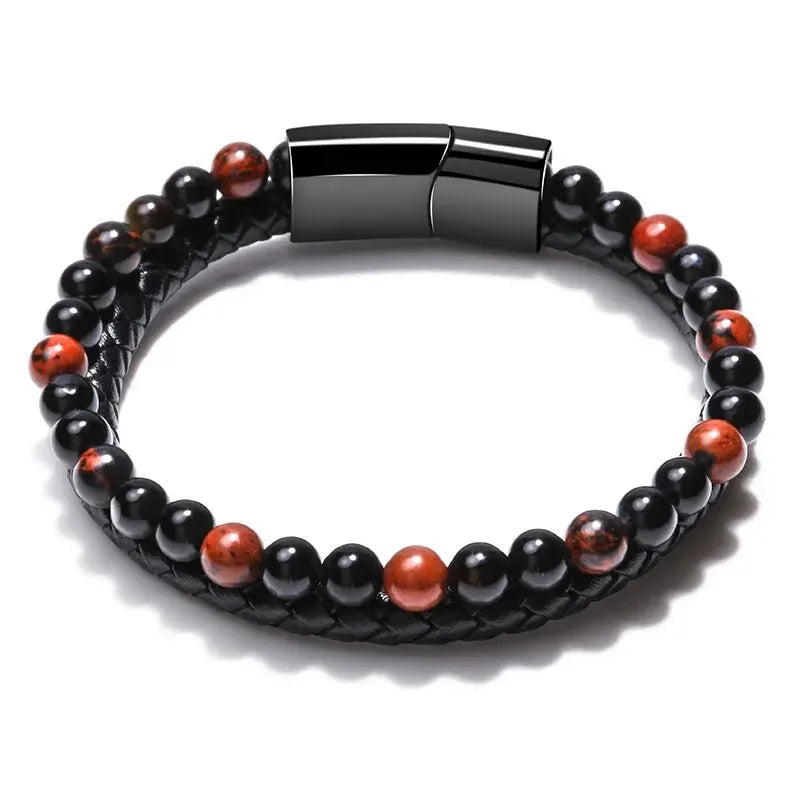 Edelstahl Armband Tigerauge Stein Perlen Armband Natürliche Lava Stein Perlen Edelstahl Armband Männer Frauen Schmuck