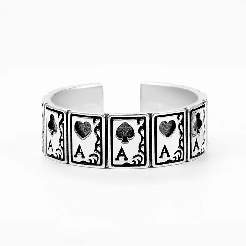 Mode Öffnung Ringe für Frauen Männer Spielkarte Finger Edelstahl Glück Poker Ring Party Mode Schmuck Geschenke Zubehör