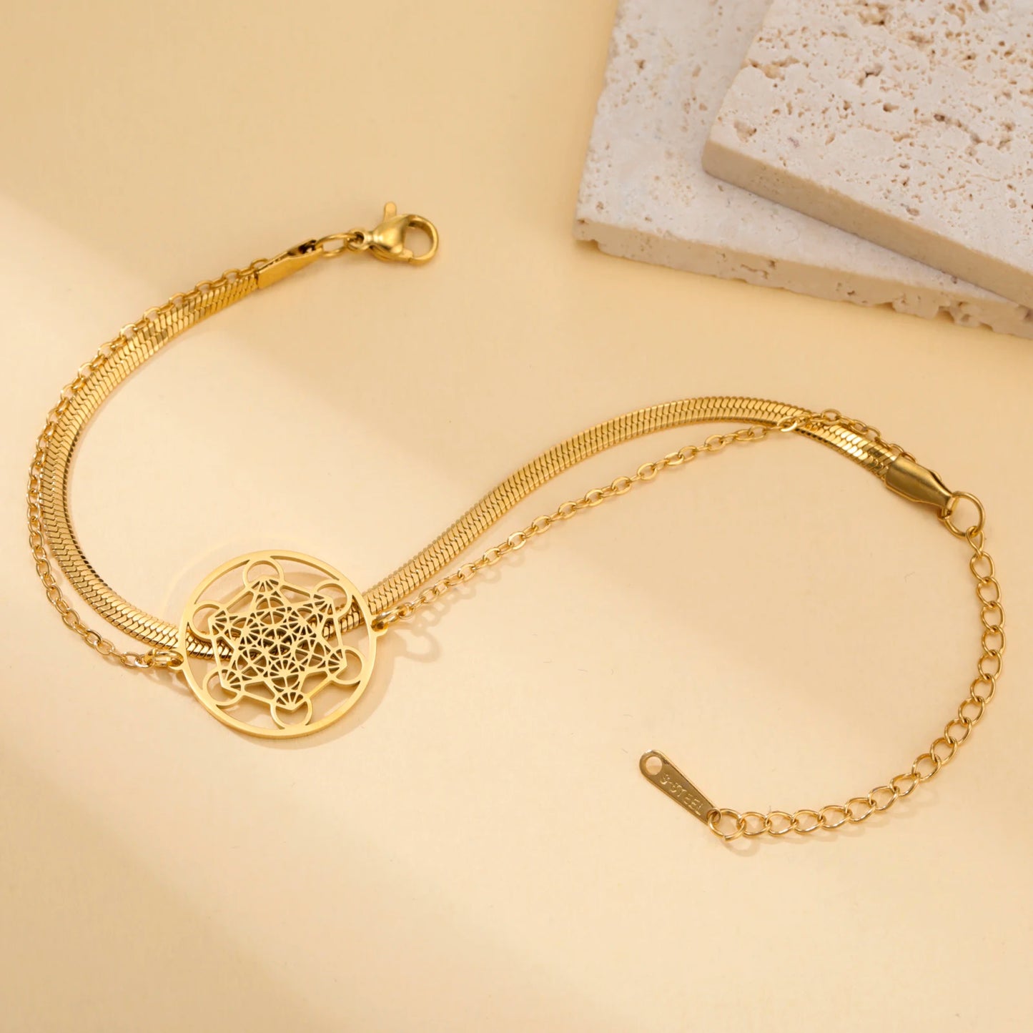 Skyrim Erzengel Siegel Metatron Anhänger Armband Edelstahl Männlich Weiblich Buddhistischer Hindu Talisman Heilige Geometrie Schmuck Geschenk