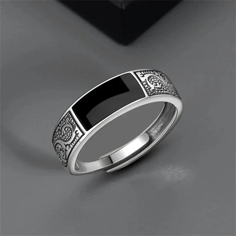 Mode Neue Vintage Drachen Muster Ringe Titan Stahl Öffnung Einstellbare Ringe für Hip Hop Männer Einzigen Party Paar Ringe