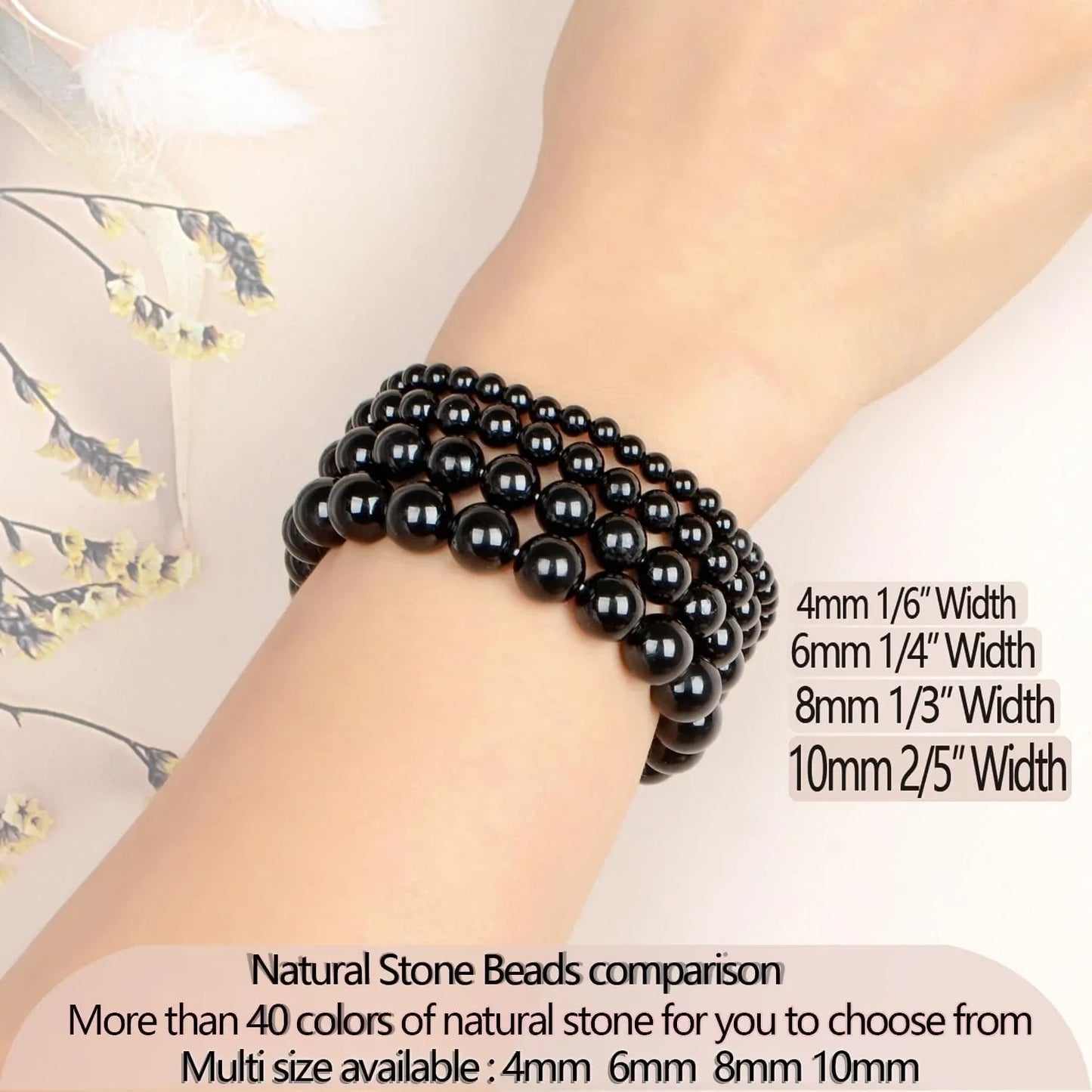 {Energie und Schutz} Turmalin-Armband, handgefertigt, natürlicher Edelstein, elastisches Armband, Kristallsteinperlen, Schmuck, Geschenke für Frauen