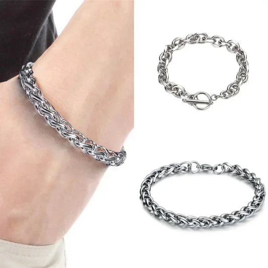 Edelstahl-Armband für Männer und Frauen, klobige Kabelkette, Armreifen, modisch, edgy, für Mädchen und Jungen, Schmuck, 2023, Neu