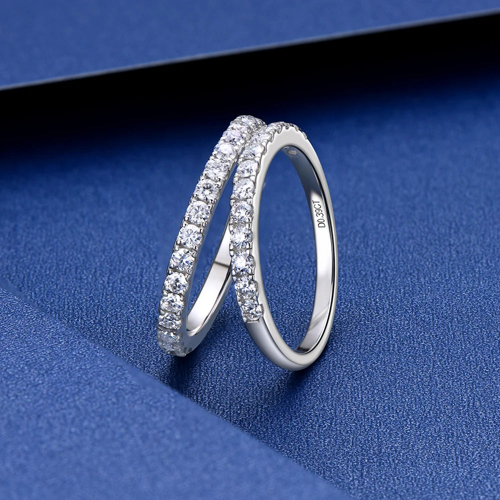 OXTAO Half Eternity Moissanit Brautring Echt 100 % 925 Sterling Silber Luxus Weibliche Ringe Ehering Schmuck GRA Zertifiziert