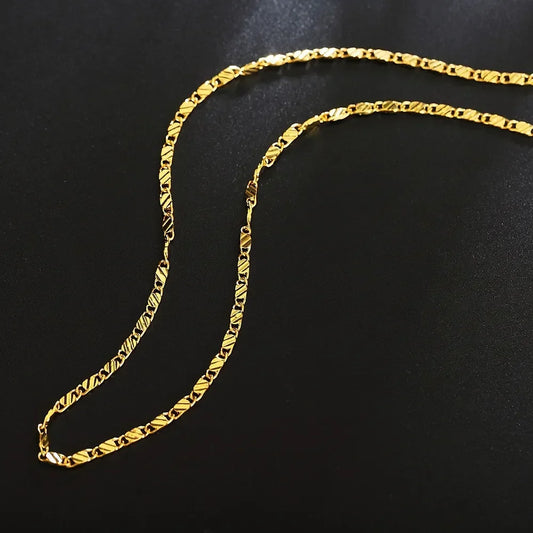 40-75 cm 18 k Gold Farbe Charme 2mm Flache Kette Halsketten Für Frauen Männer Luxus Fashion Party hochzeit Schmuck