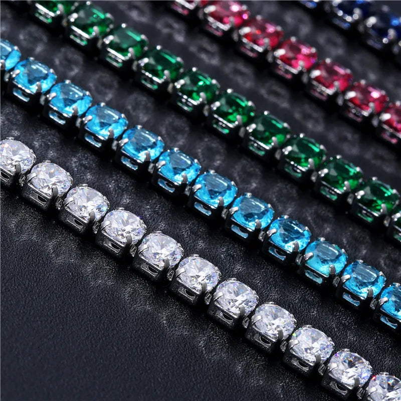 Luxus Hiphop Iced Out 4mm Zirkonia Kristall Tennis Armbänder Für Frauen Männer Gold Farbe Silber Farbe Armband Kette schmuck