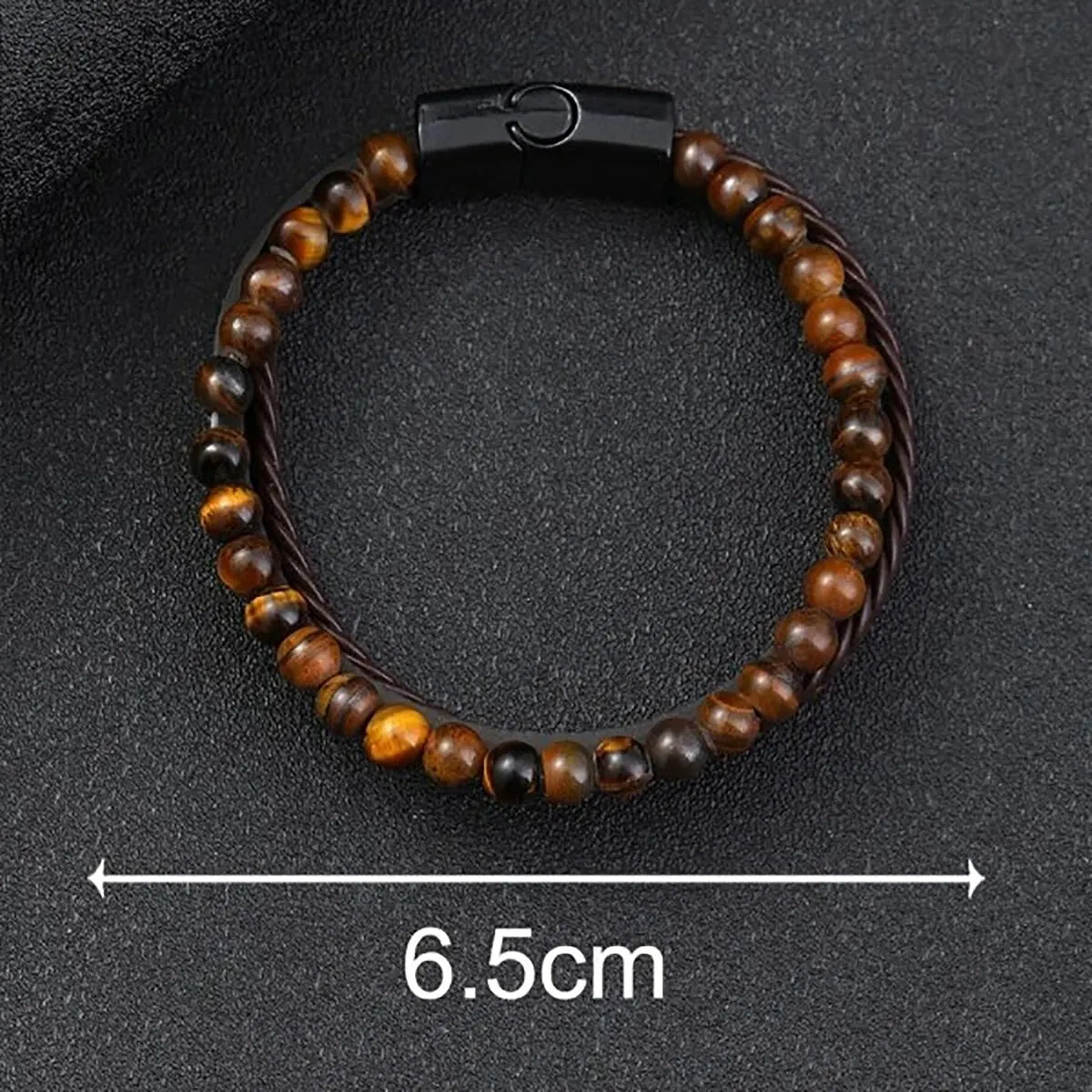 Mehrstufiger Vulkanstein oder Tigerauge-Stein plus dreilagiges Herrenarmband aus PU-Leder, Business-Freizeit-Geschenk für Männer