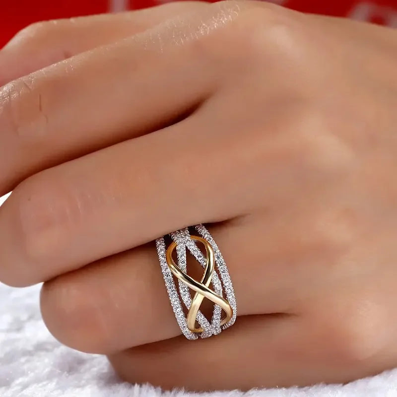 Einzigartige Liebe Design Frauen Ringe für Hochzeit Verlobung Band Luxus Zubehör Heißer Trend Ewigkeit Schmuck Party Geschenk Anillos