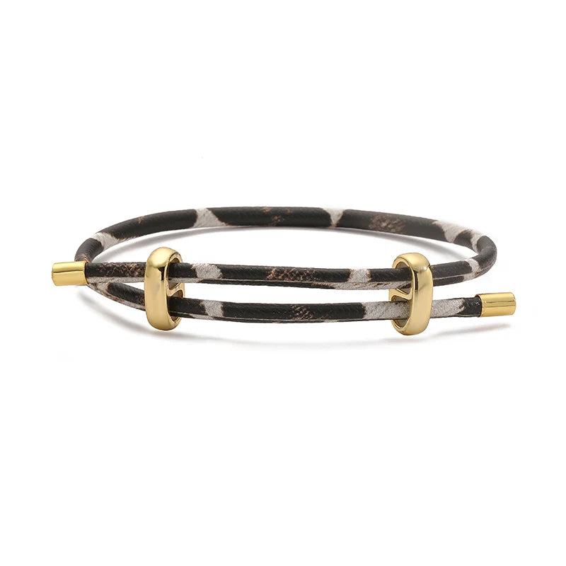HECHENG, Rindruck, Schlangenmuster, Leopardenmuster, schlicht, modisch, PU-Leder, verstellbares Armband, Paarschmuck, 1-teilig