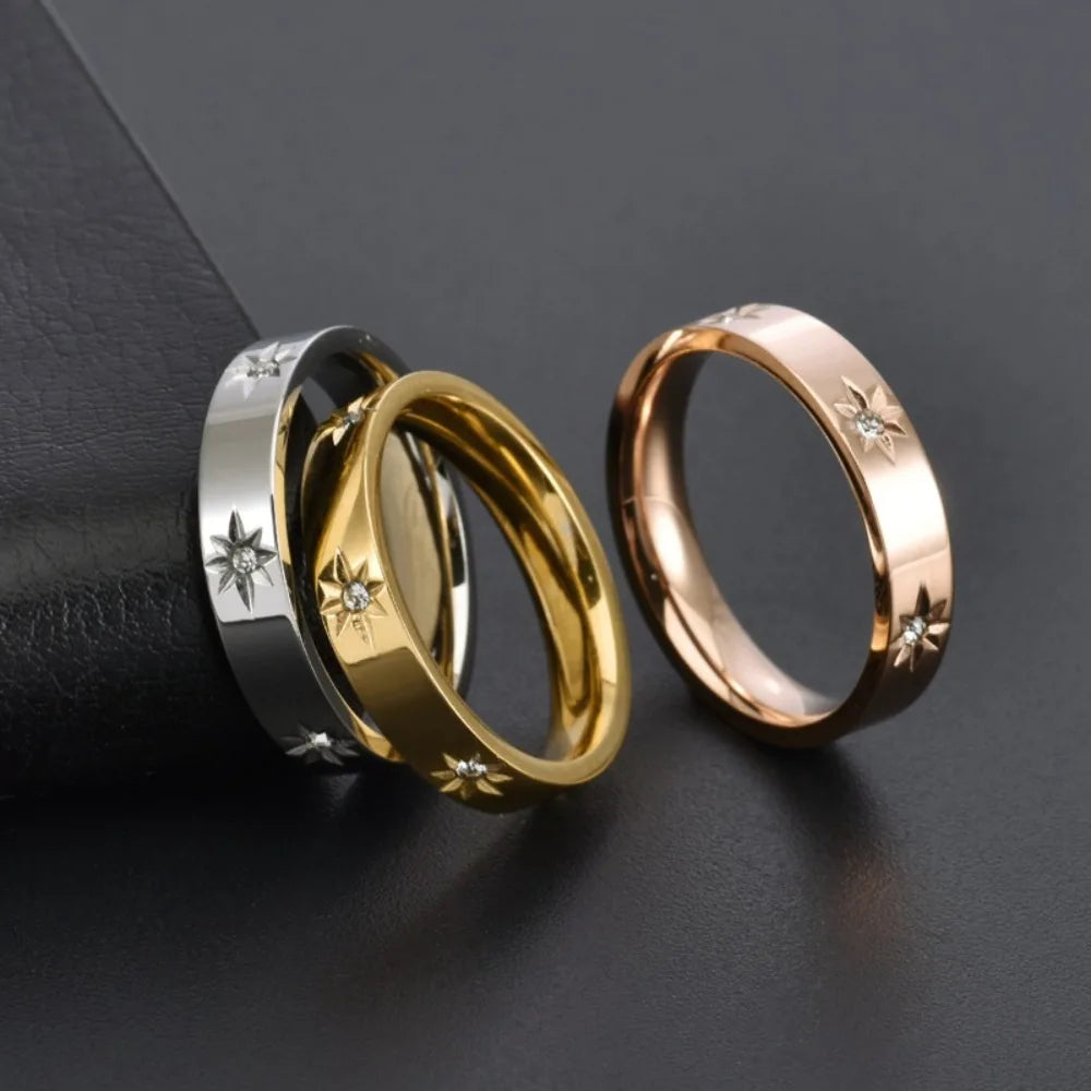 Kolmnsta Neue 4mm Sonnenblume Titan Stahl Ring Für Frauen Vergoldet Kubikzircon, Verlobung, Hochzeit Ringe Paar Schmuck geschenke