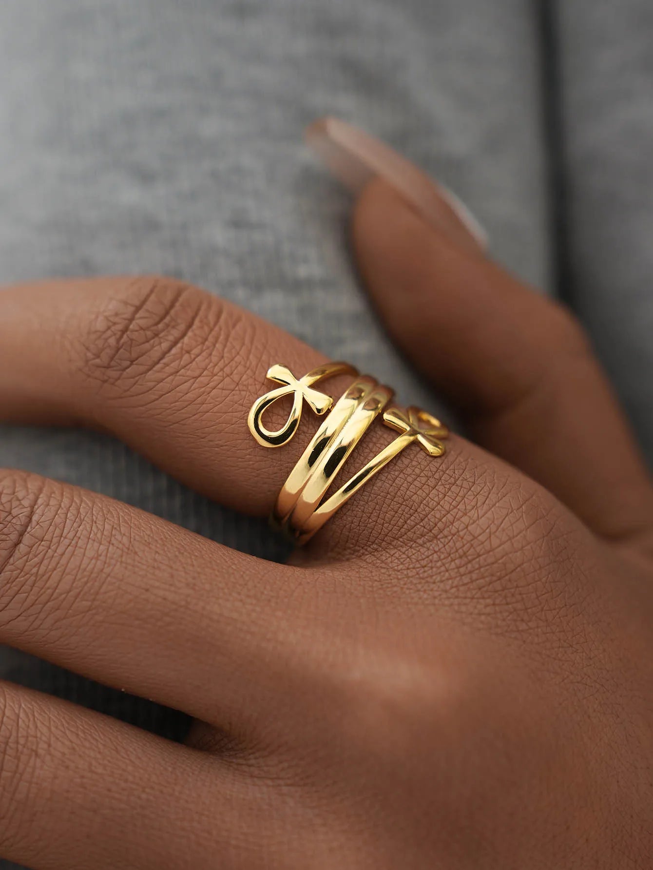 Doppelt gewickelte Königin Nofretete Ringe für Frauen ägyptischer Schmuck Geschenk Vintage Edelstahl Ring Hochzeitspaar Afrika Ring