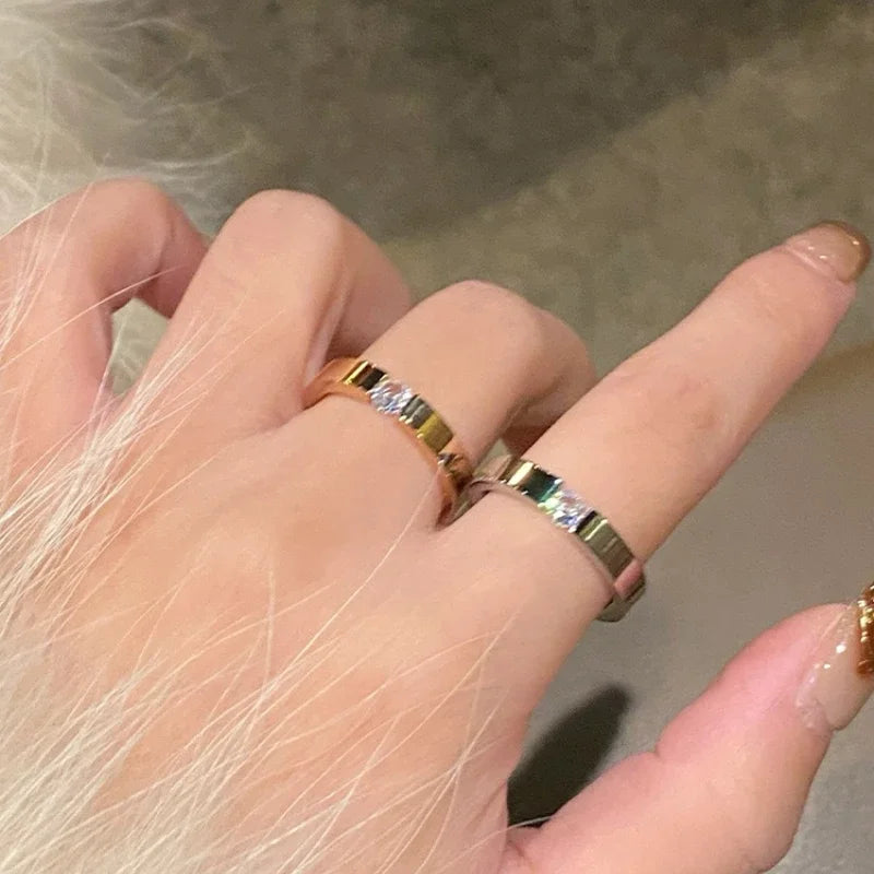 Titanstahlringe für Frauen, minimalistischer silberfarbener Zirkonring für Männer, Mode, Verlobung, Hochzeit, Schmuck, Geschenke, Anillos Alem