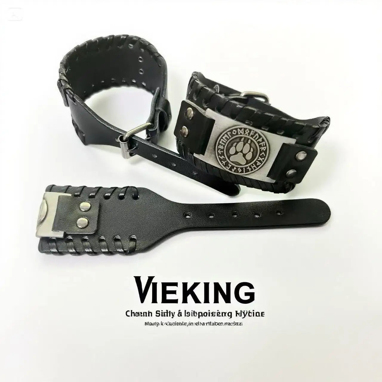 HNSP Viking Rune Schmuck Zubehör Wickelarmband aus Leder für Herren, verstellbare Größe