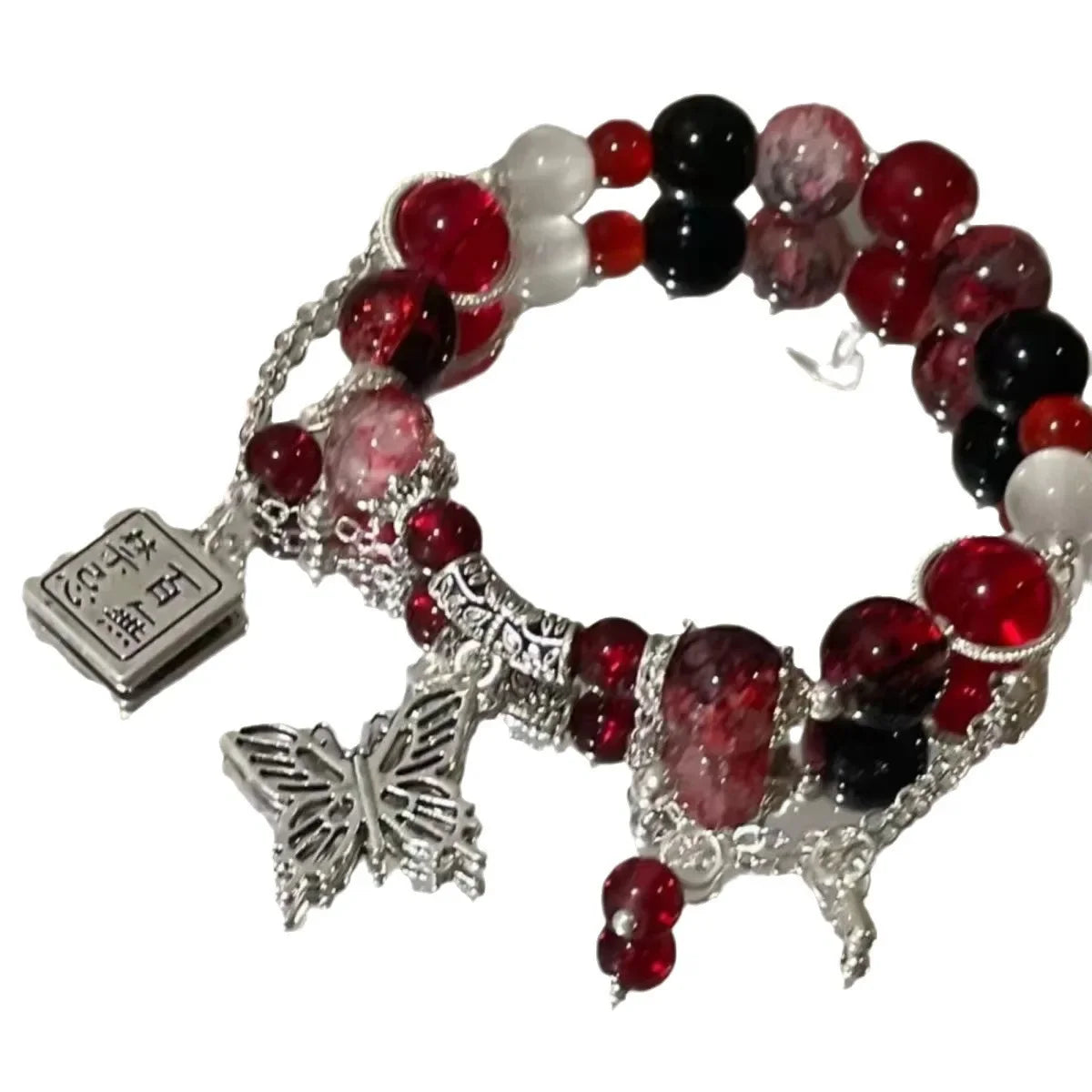 2024 neue Trendy Rote Perlen Kette Armband für Frauen Einfache Hohl Schmetterling Anhänger Armbänder Schmuck Geschenke Zubehör