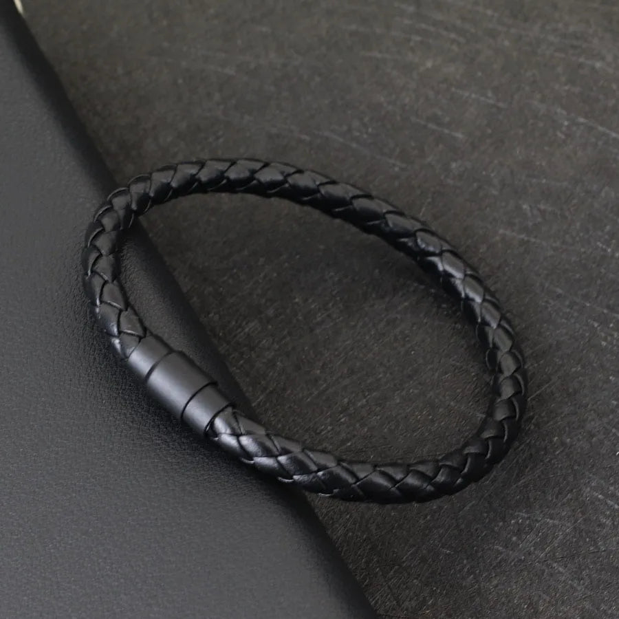 Noter Herren Leder Armband Armreif schwarz Magnets chnalle passend zu stapelbaren Braslet Freizeit zubehör Pulsera Hombre Schmuck