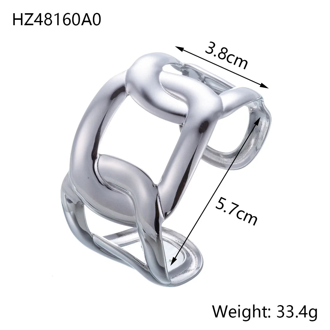 CARLIDANA Minimalistisches, hochwertiges neues Design, PVD-Silberfarbe, Edelstahl, modische Manschette, hohle Armreifen, Armband für Frauen