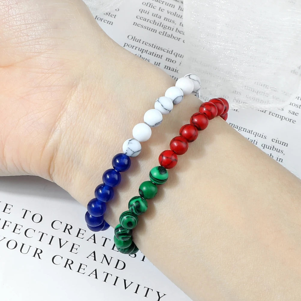 Klassisches Naturstein-Armband mit Palästina-Flagge, für Männer und Frauen, Nationalflagge, Perlenarmband, Weihnachtsgebetsperlen, Anbetung, Schmuck, Geschenk