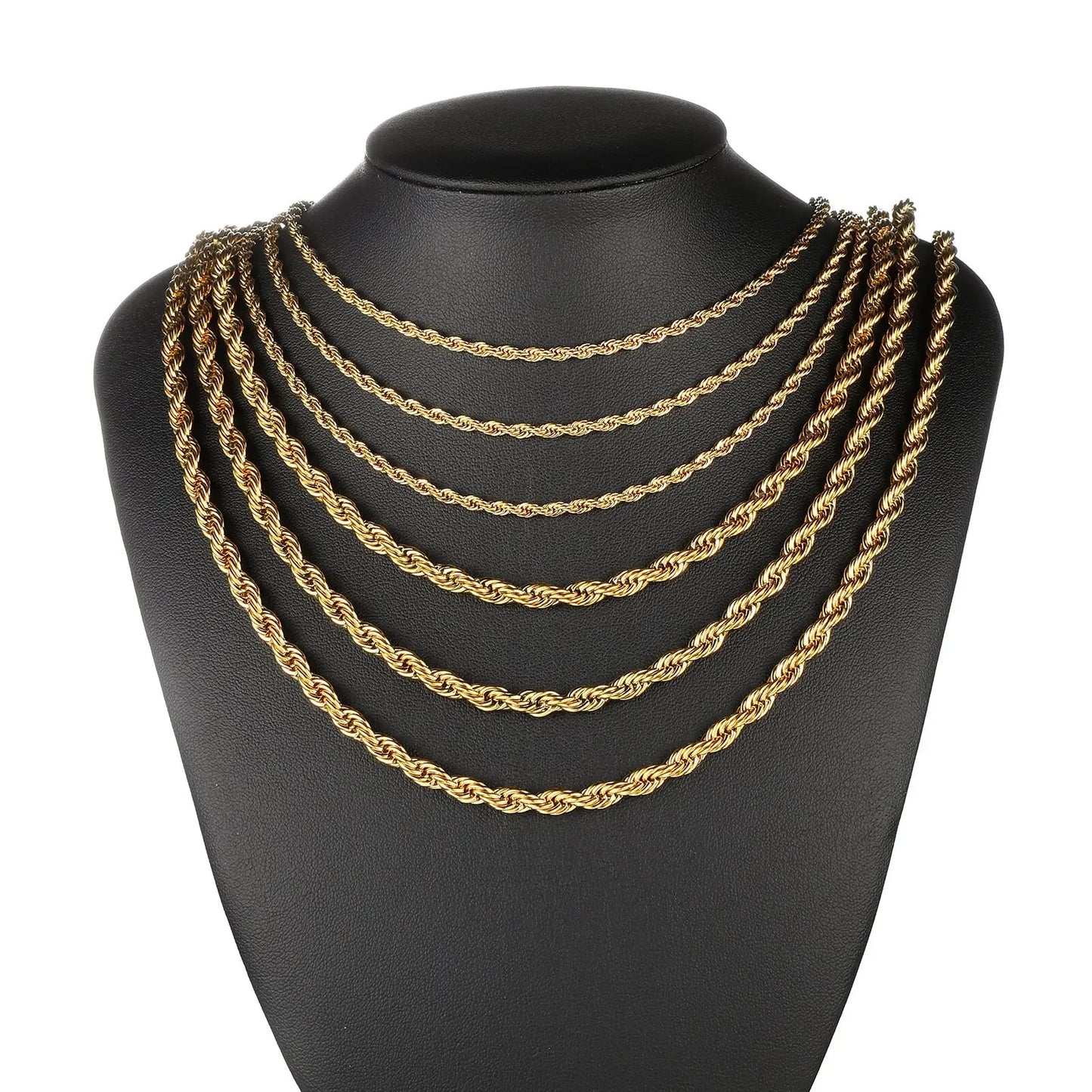 2-6MM Gold Farbe Twisted Seil Kette Halskette Edelstahl Nie Verblassen Wasserdicht Halsband Für Männer Frauen mode Schmuck