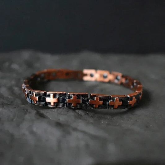 Armbänder aus reinem Kupfer für Männer, magnetisches Armband, Wikinger-Kreuztherapie, Arthritis, Handkette, gesunder Schmuck, männliches Armband