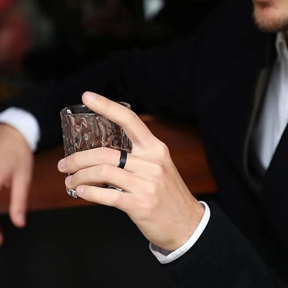 Edelstahlringe für Herren, Farben: Schwarz, Gold, Silbrig, US-Größen 6–13, einfache Bandringe für Herren