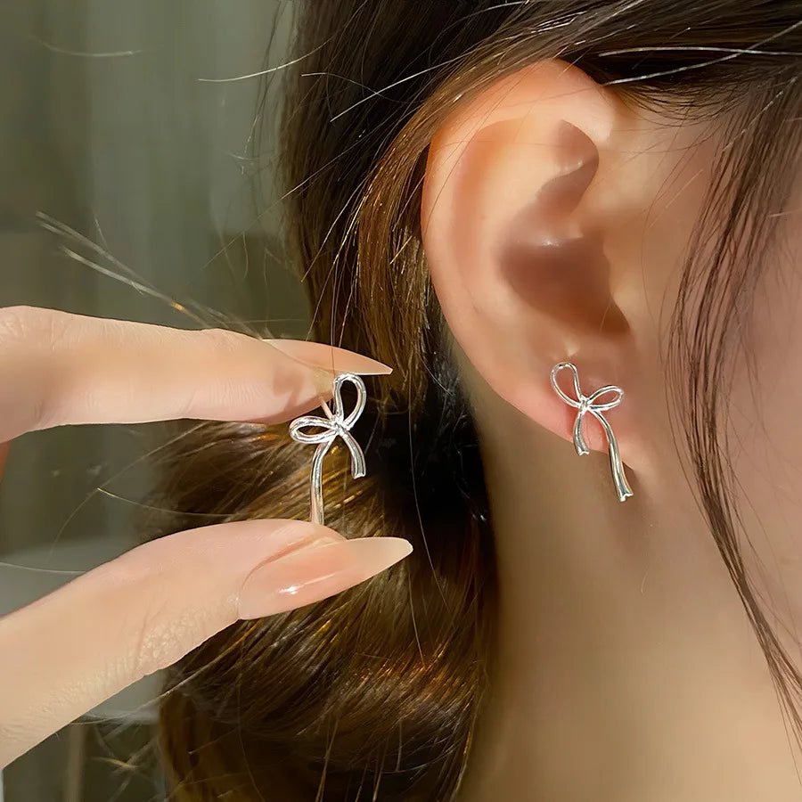 VENTFILLE 925 Sterling Silber Bogen Knoten Ohr Clip für Frauen Mädchen Band Design Ballett Stil Süße Schmuck Geschenk Dropshipping