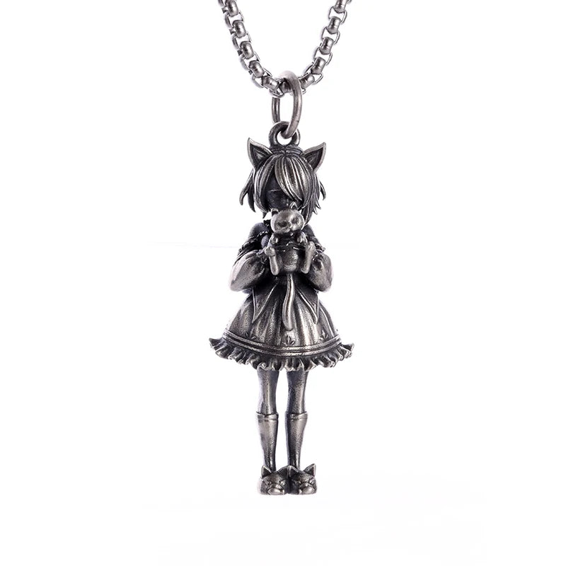 Versilberte Anime Mecha Schönes Mädchen Mädchen Anhänger Halskette Männer und Frauen Hip-Hop Rock Punk Trendy Schmuck Geschenk