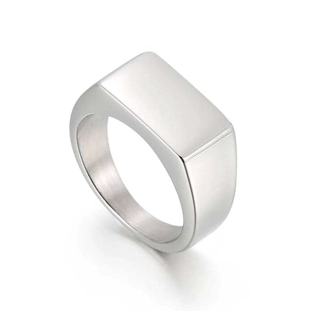 1pc Legierung einfache glänzende Ringe mit rechteckigem Dekor, exquisiten Herren Accessoire Schmuck