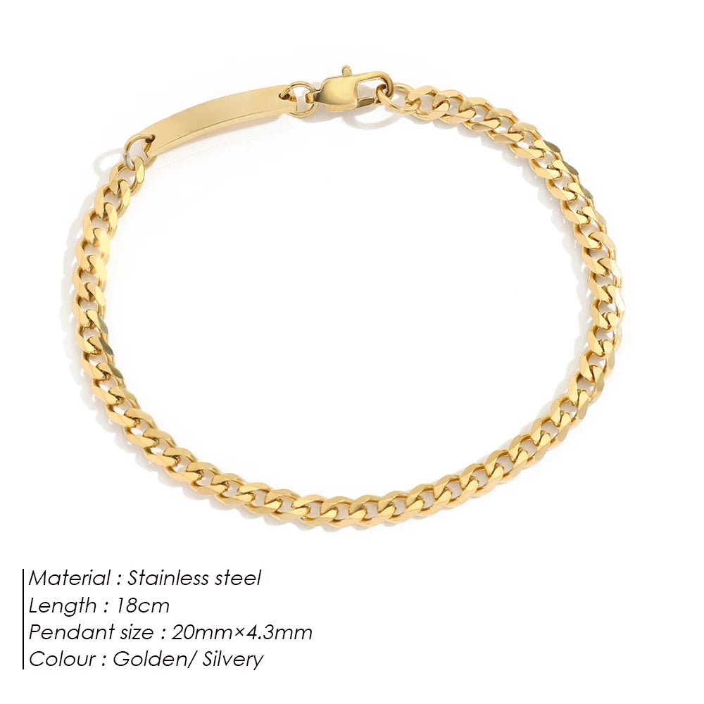 eManco kubanisches Kettenarmband aus Edelstahl, vergoldete Herren- und Damenarmbänder, Modeschmuck, 48-Stunden-Versand