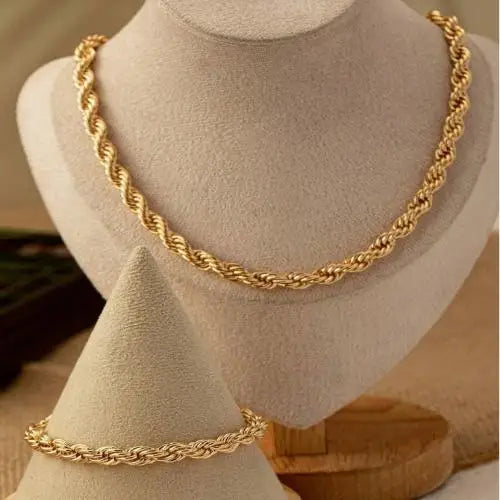 Joy Espero Mujer Goldene Edelstahl Schlangenknochen Kette Halskette Hip Hop Chic Frauen Einfachen Stil Halskette Armband Sets Schmuck Mohamed