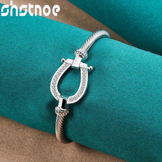 Shstone Sterling Silber Knoten Seil Armreifen für Frauen Mode Geburtstag Hochzeits feier trend ige Schmuck Dame Armbänder Geschenke