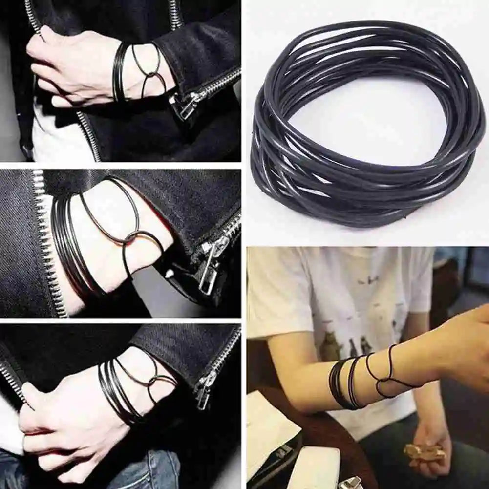 10 Stück schwarze Silikon dünne Armbänder Sport Mode Armband Gummiringe Haarringe Gummibänder Männer Frauen Zubehör