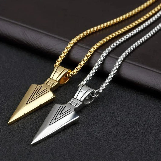 SUMENG Neue Mode Edelstahl Pfeilspitze Anhänger Halsketten für Männer Lange Kette Mode Schmuck