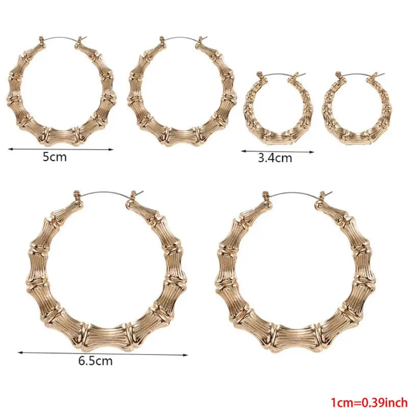 Punk Ohrringe Silber Gold Farbe große Bambus Kreis Creolen große Promi Ohrringe Creolen Schmuck Charms für Frauen