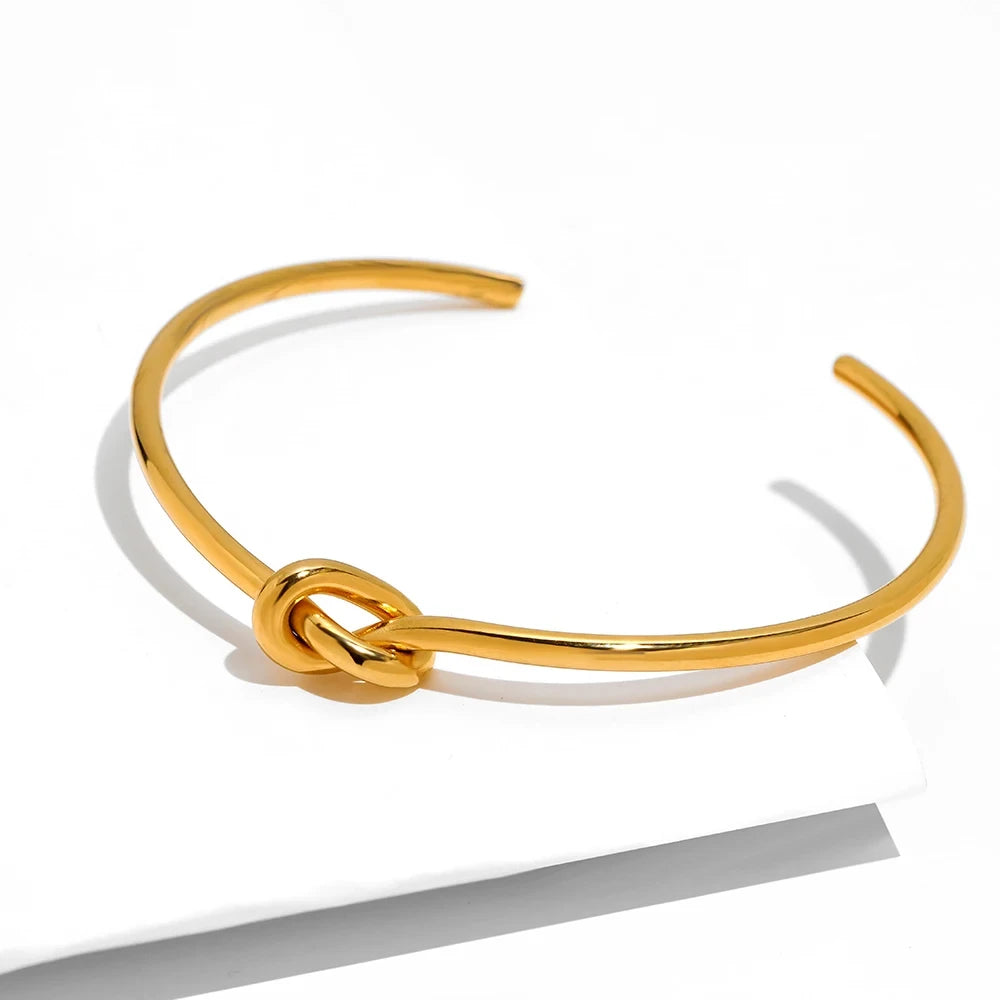 Edelstahl-Armbänder, elegant, trendig, rund, rund, offener Knoten, Armreif für Damen, Schmuck, Goth-Temperament, Alltagskleidung