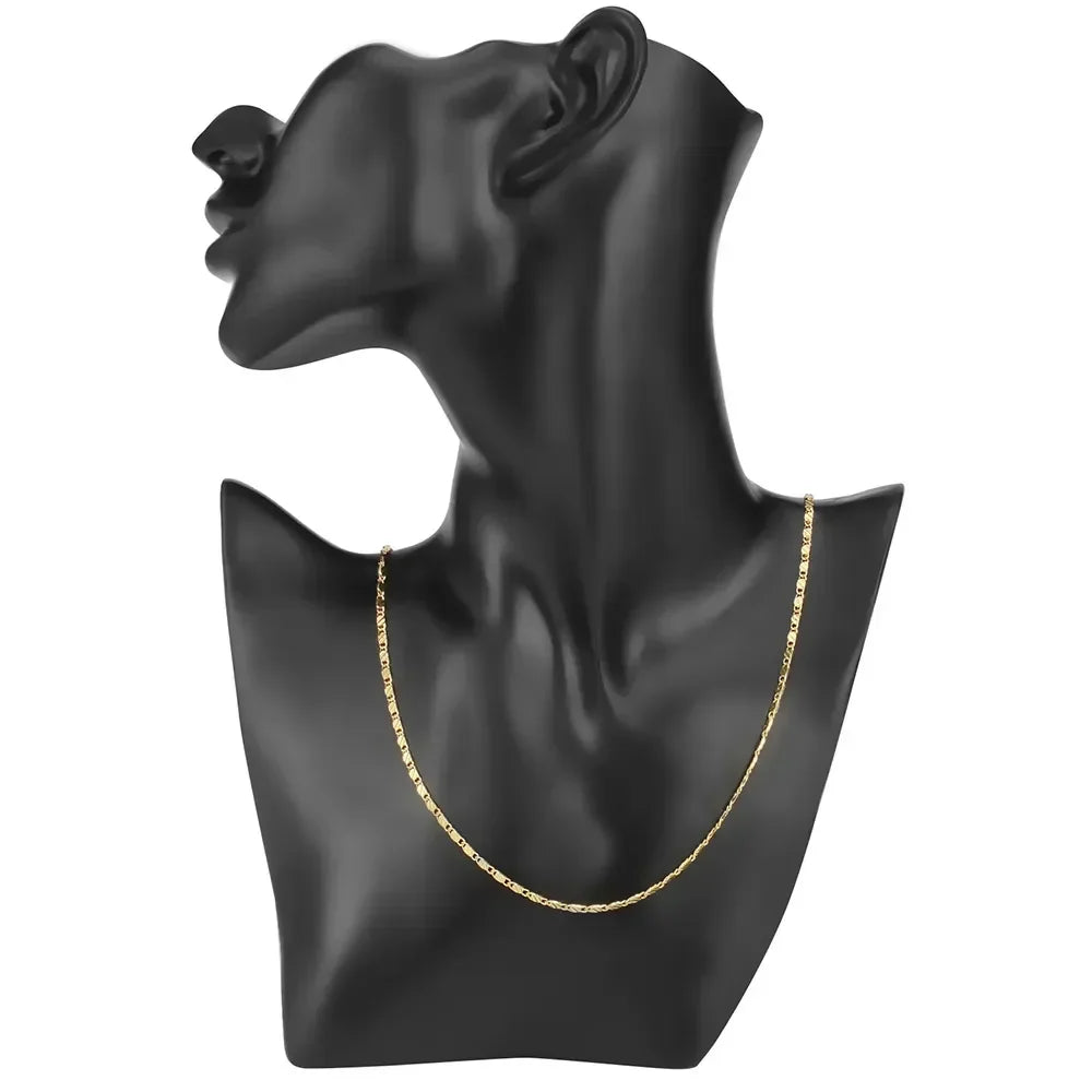 40-75 cm 18 k Gold Farbe Charme 2mm Flache Kette Halsketten Für Frauen Männer Luxus Fashion Party hochzeit Schmuck