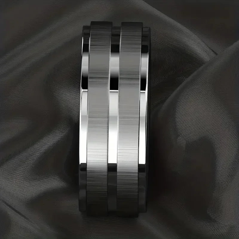 Schwarzer Wolframkarbid-Ring für Herren, gebürstet, schwarz, Ehering für Herren, Verlobungsringe für Herrenschmuck, 8 mm Edelstahl