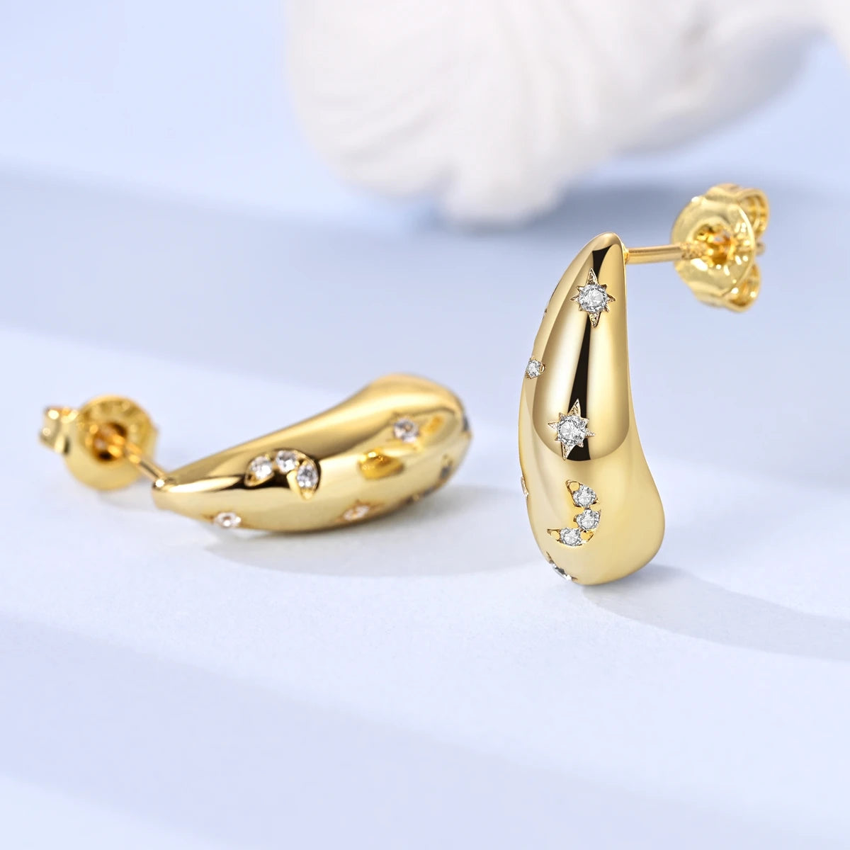 Ohrringe Original 925er Sterlingsilber Ohrstecker Tropfen Creolen Roségold für Frauen Mädchen Party Hochzeit Geburtstag Schmuck Geschenk