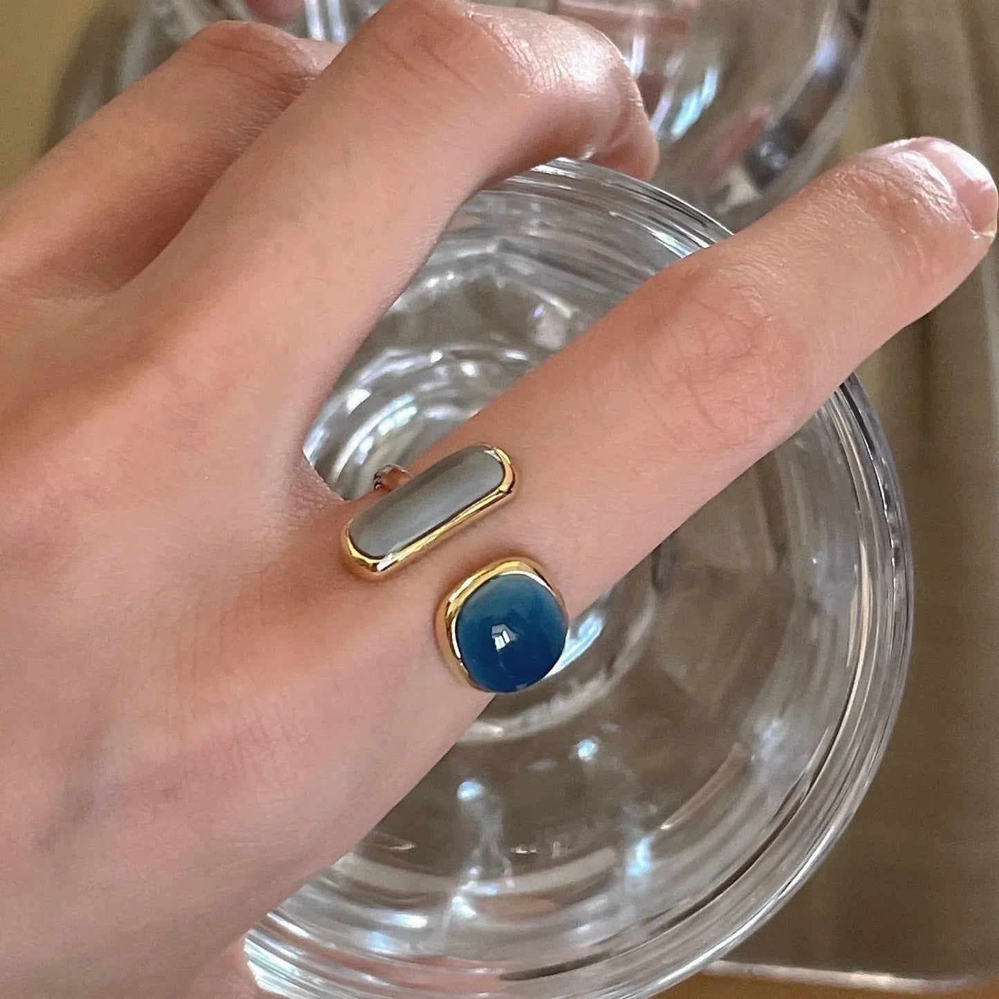 Kpop Trendy Retro Geometrische Bunte Tropf Glasur Offene Ringe für Frauen Einstellbar Exquisite Gold Farbe Finger Ringe Schmuck Geschenke