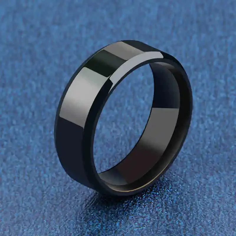 Charm-Schmuckring für Männer und Frauen, Edelstahl, schwarze Ringe, Hochzeit, Verlobung, Band, hochwertiger, mattierter Herrenschmuck