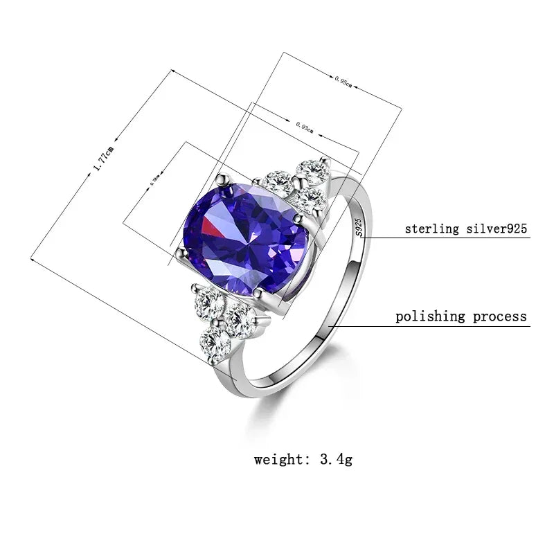 Zirkonringe aus 925er-Sterlingsilber mit weißem, rosa, hellblauem Champagner-Zirkon, ovalem Stein, Modeschmuck, Partygeschenke für Frauen