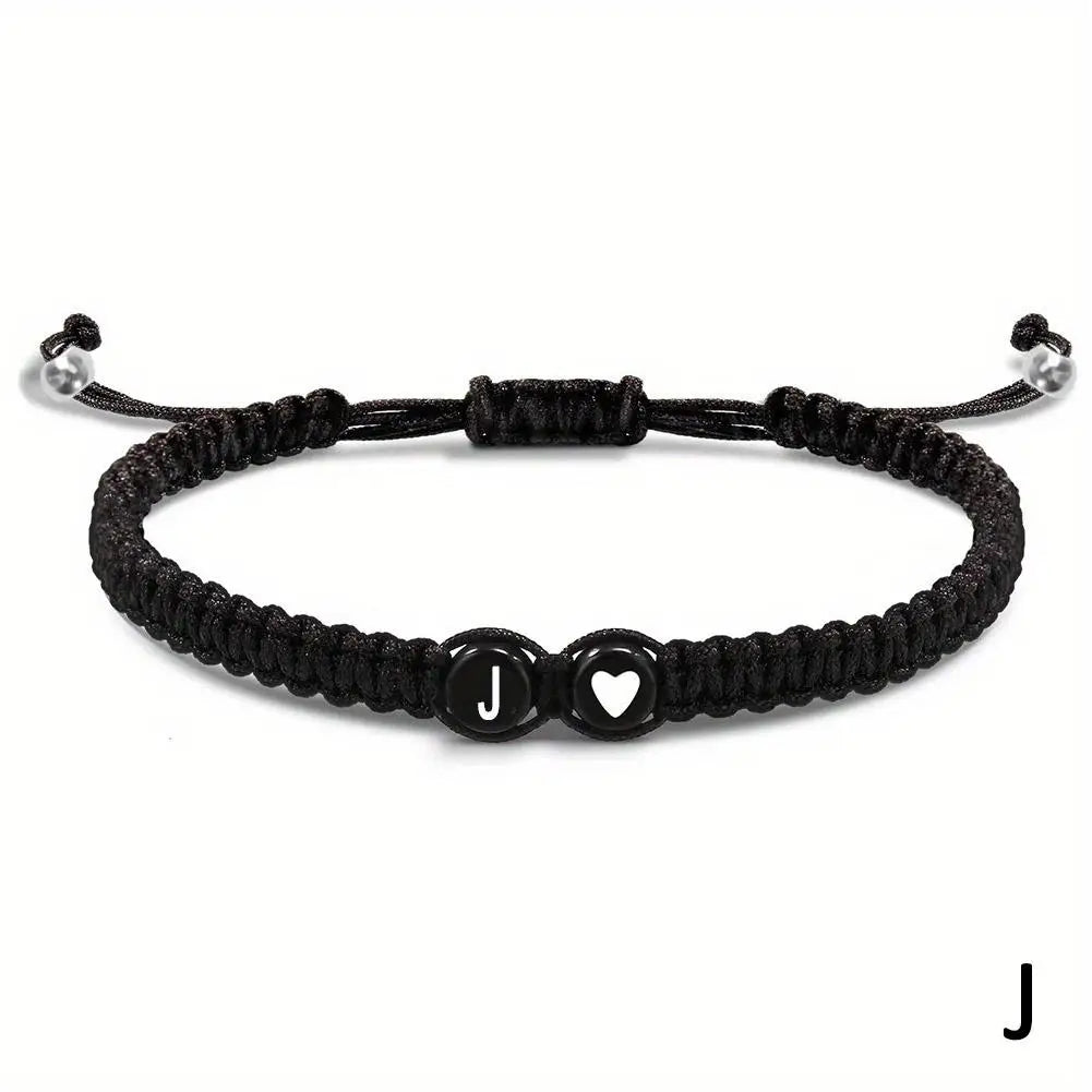 Buchstabe Initiale Herzschnur Armband Handseil gewebtes Armband Freundin Armband Paar Armband A-Z Name geflochtene Armbänder