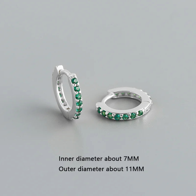 WANTME 925 Sterling Silber Einfache Farbe Zirkon Huggies 8,8mm Ohr Creolen für Frauen Mode Überzogene 18 k Gold Charms schmuck