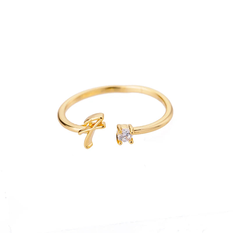 A-Z-Anfangsringe für Frauen, offen, verstellbar, Edelstahl, Ehering, 2025, Trend, Goldfarbe, Paar-Schmuck, Accessoires, Geschenk
