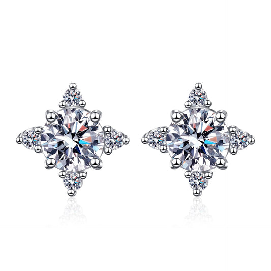 PANQDIY Mode Schneeflocke Ohrringe S925 Sterling Silber Intarsien Zirkon Stud Ohrringe für Weibliche Frauen Ohr Schmuck