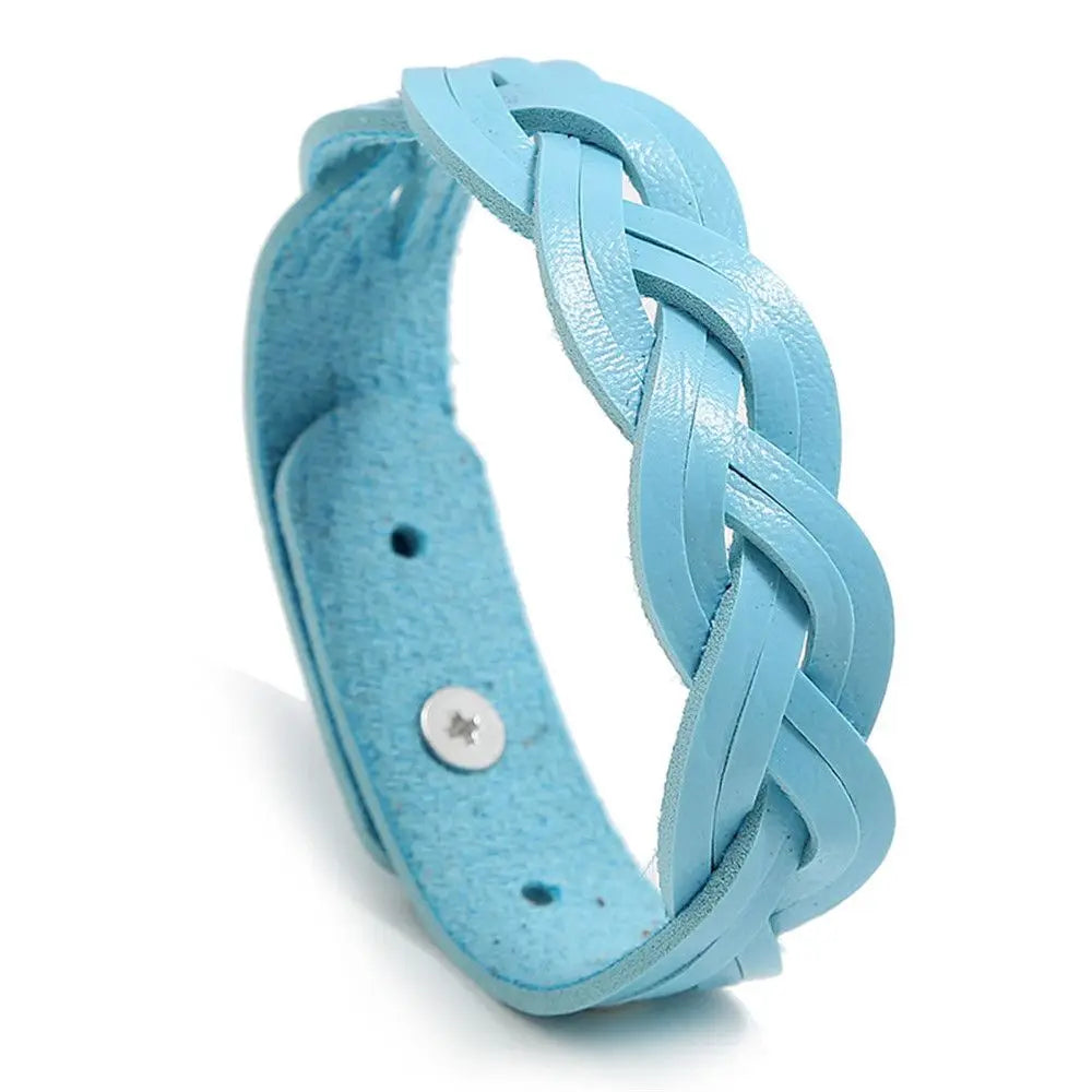 Mode solide geflochtene Twist Leder Armband einfache vielseitige Student Armreifen Punk Snap Armband Schmuck verstellbare Armband