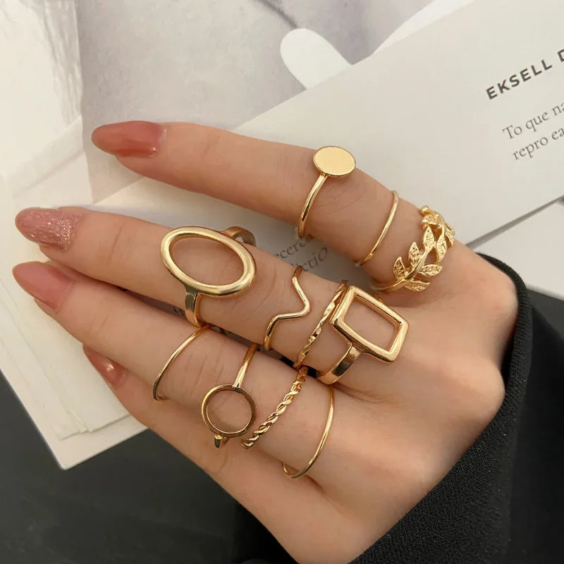 Boho Gold Farbe Herz Ringe Set Für Frauen Vintage Geometrische Kreuz Perle Schmetterling Finger Ringe Weibliche Trendy Schmuck Geschenk