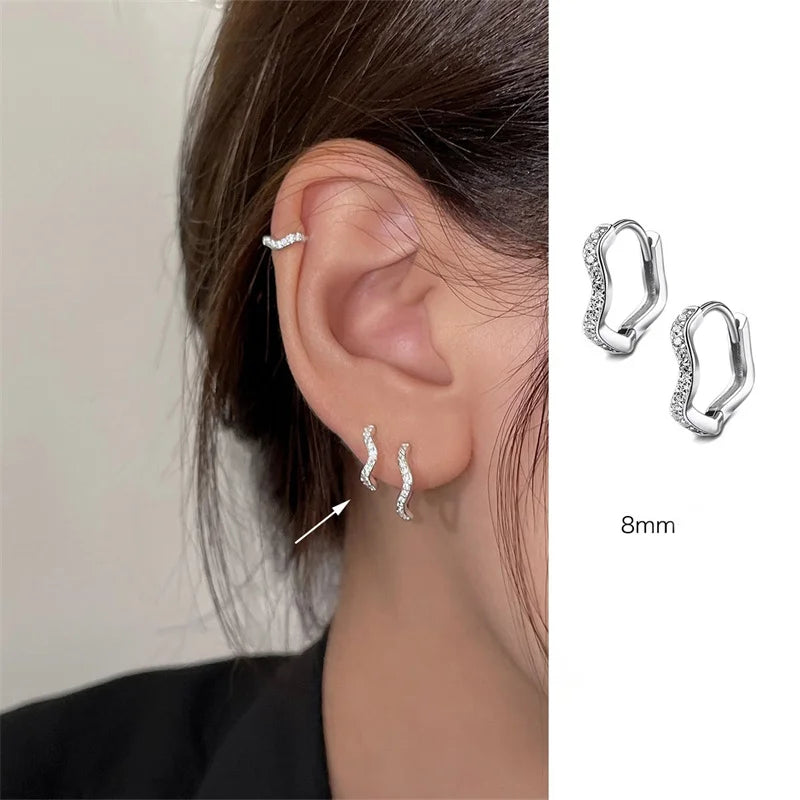 1PCS Edelstahl Minimal Creolen Kristall Zirkonia Kleine Huggie Dünne Knorpel Ohrring Helix Tragus Piercing Schmuck