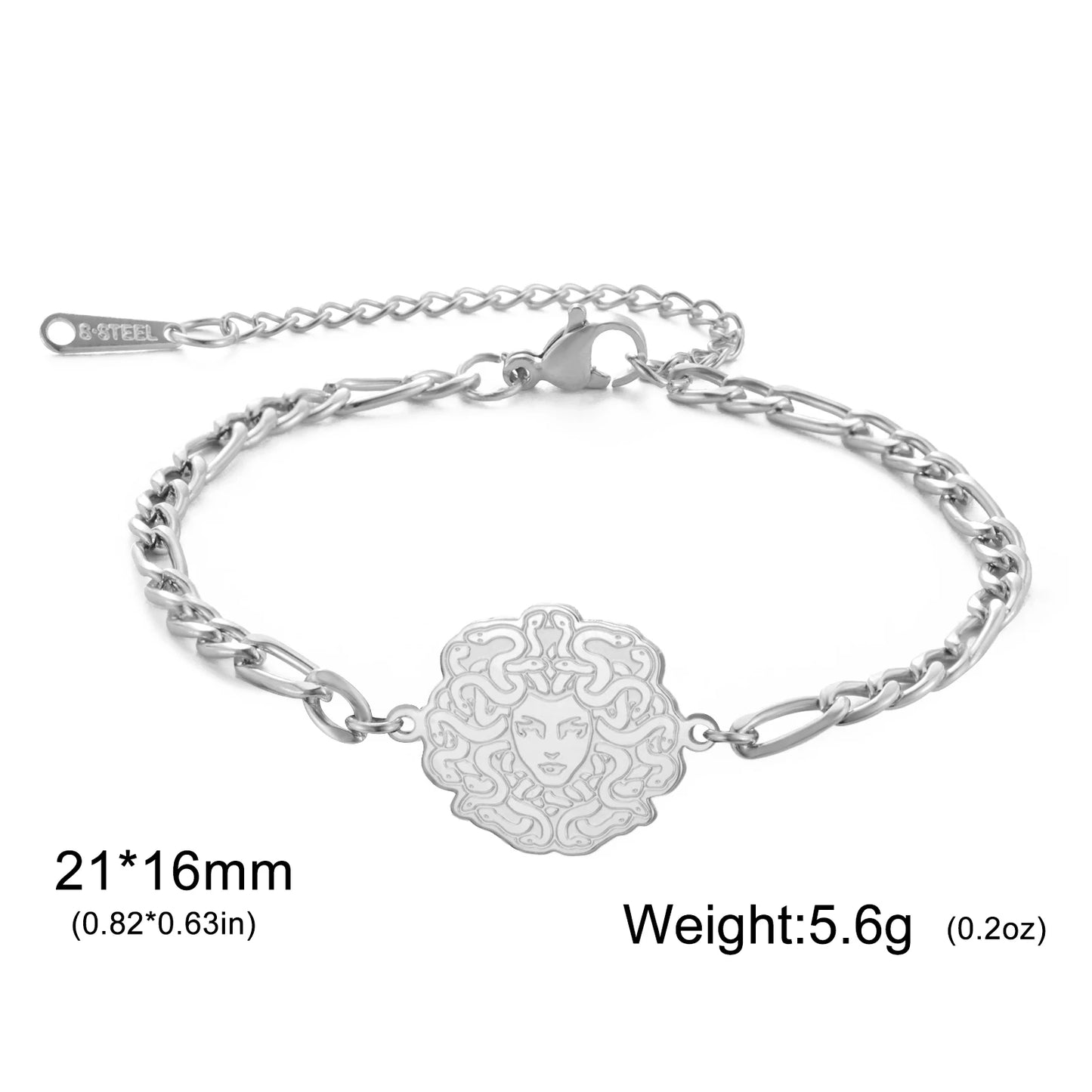 Hipee Medusa Armband für Herren, Damen, Kinder, Edelstahl-Anhänger, Armband, Schmuck