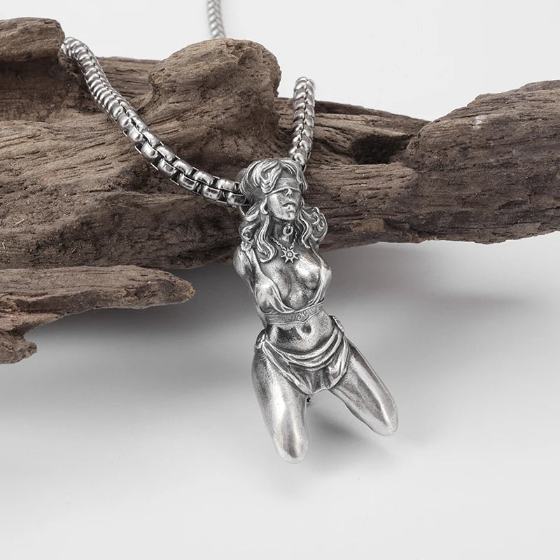 Versilberte Anime Mecha Schönes Mädchen Mädchen Anhänger Halskette Männer und Frauen Hip-Hop Rock Punk Trendy Schmuck Geschenk