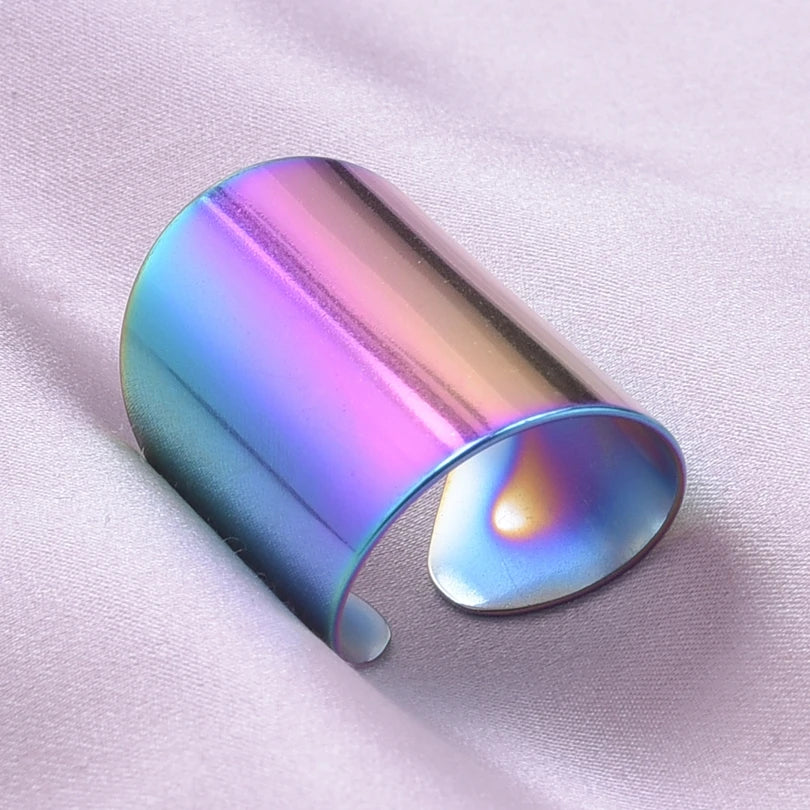 1/2/3 stücke mischen Farbe klobigen breiten Ring offene Edelstahl ringe für Frauen Männer Accessoires unregelmäßige Oberfläche kpop Modeschmuck